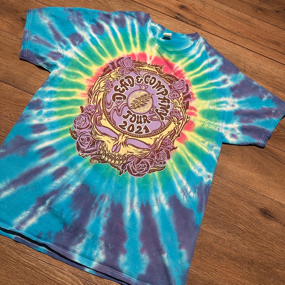 Dead & Company Multi-Color Tie Dye Tour 2021 T-Shirt Men XL